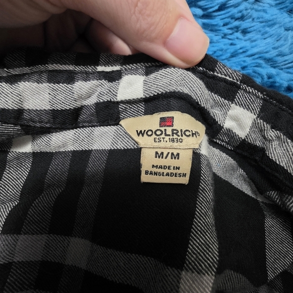 Woolrich Womens Black and White Button-Up Flannel Size Medium - Picture 7 of 8